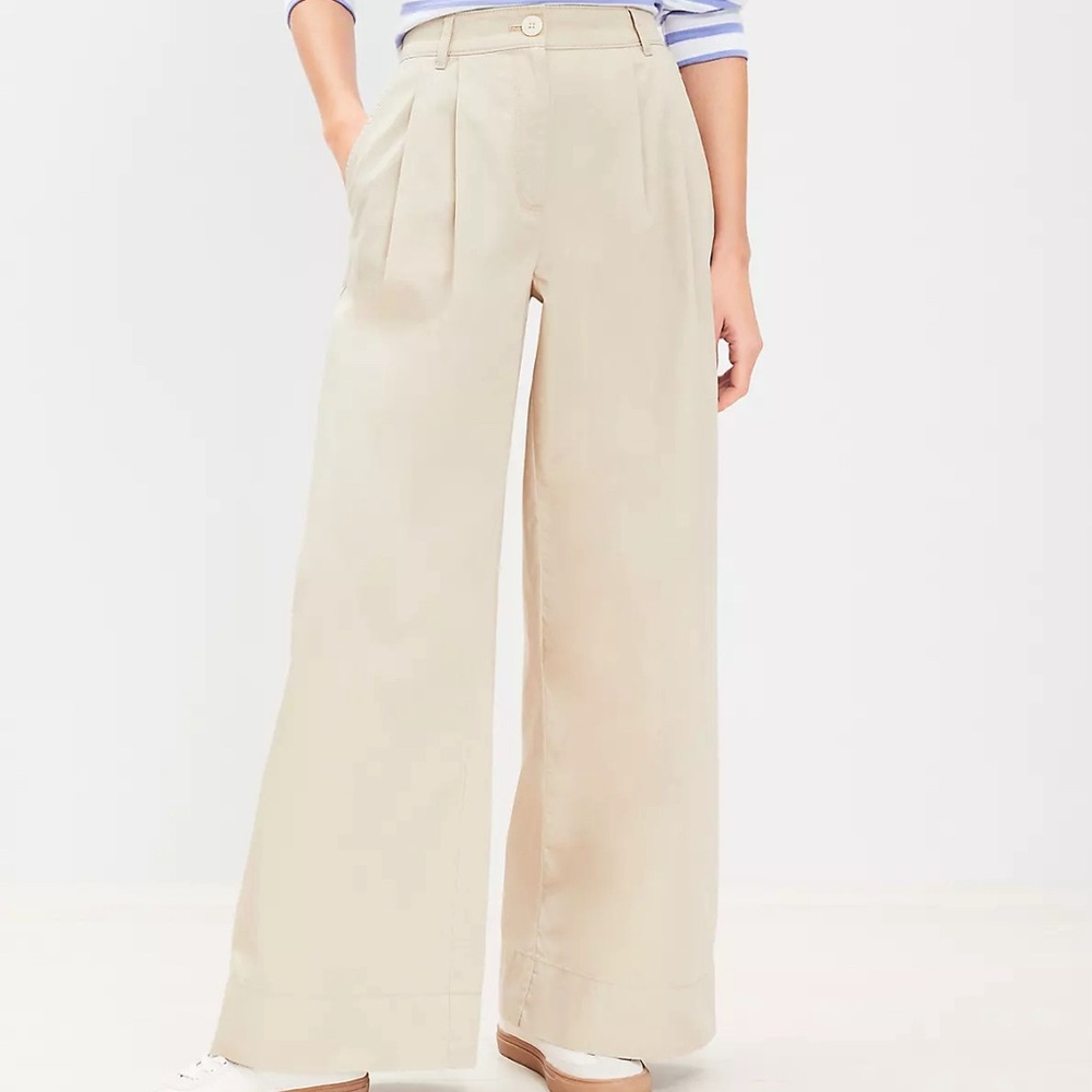 NWT LOFT Poplin Wide Leg Pants Size 8